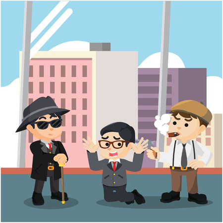 mafia threating hostage illustration designのイラスト素材