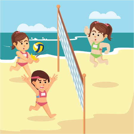 volleyball match illustration designのイラスト素材