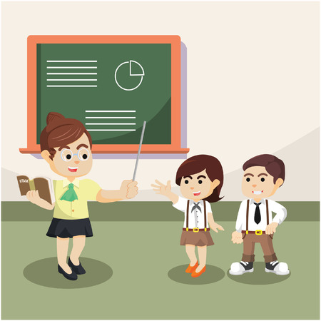 teacher teaching students illustration designのイラスト素材