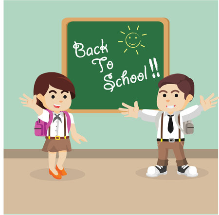 boy and girl student back to schoolのイラスト素材