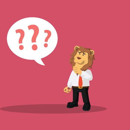 lion business with questionsのイラスト素材
