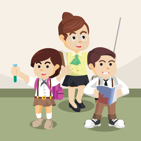 teacher and students illustration designのイラスト素材