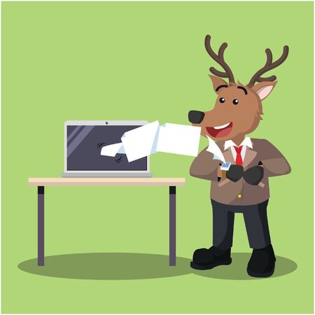business deer receiving data from his smart watchのイラスト素材