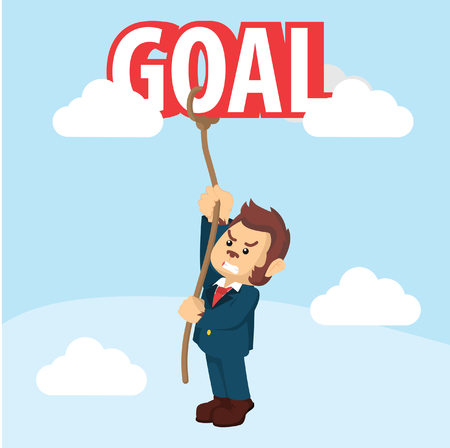 business monkey trying to climbing goalのイラスト素材