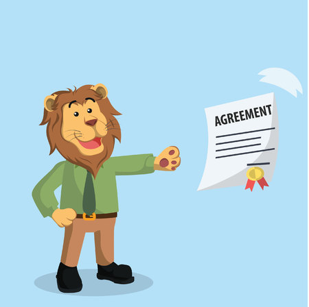 business lion with flying agreementのイラスト素材