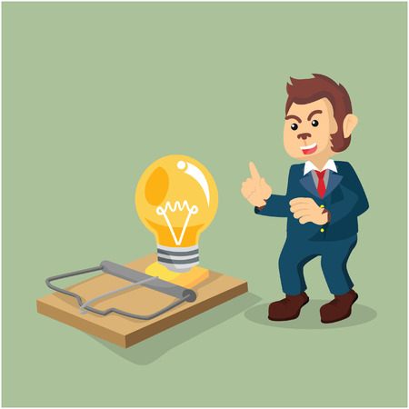 business monkey setting idea trapのイラスト素材