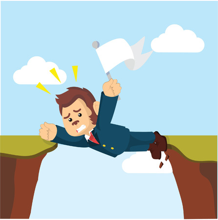 business monkey stuck between cliffのイラスト素材