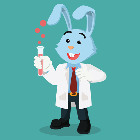 professor rabbit holding chemical glassのイラスト素材