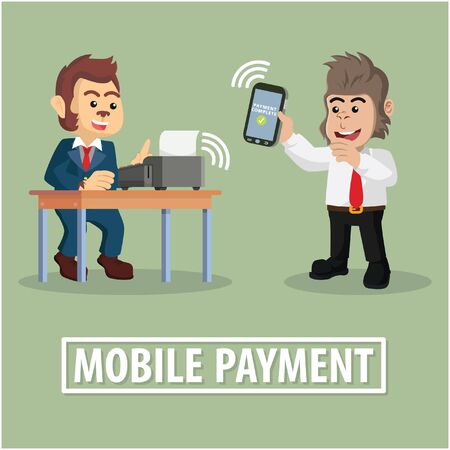 business monkey mobile payment to other business gorillaのイラスト素材