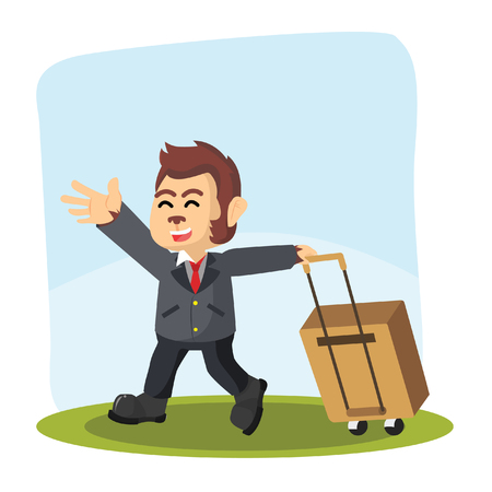 business monkey wanna going travelのイラスト素材