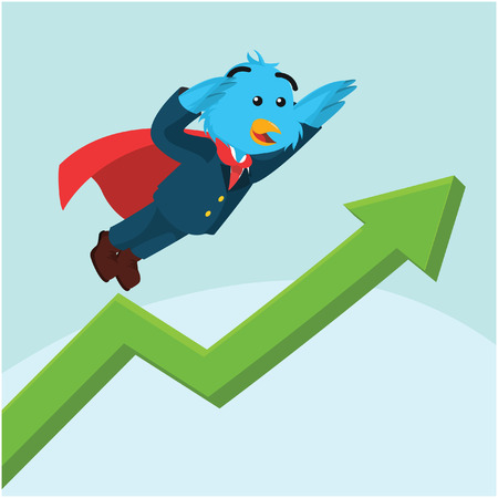 business bird with superpower flying with rising diagramのイラスト素材