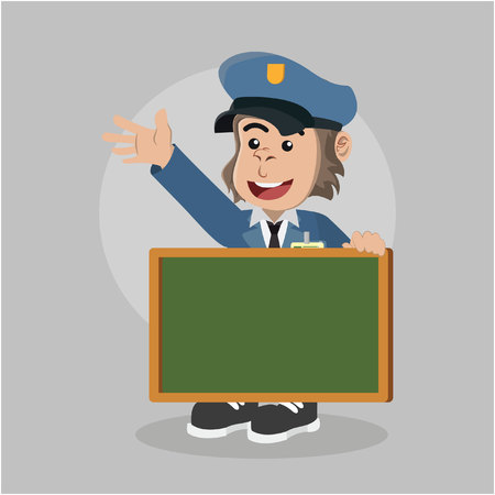 gorilla postman holding blackboardのイラスト素材