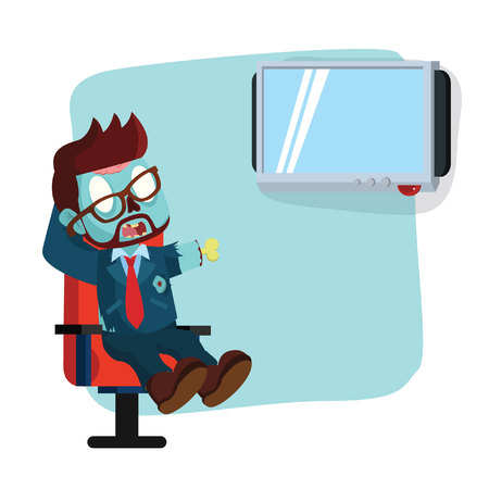 zombie businessman watching televisionのイラスト素材