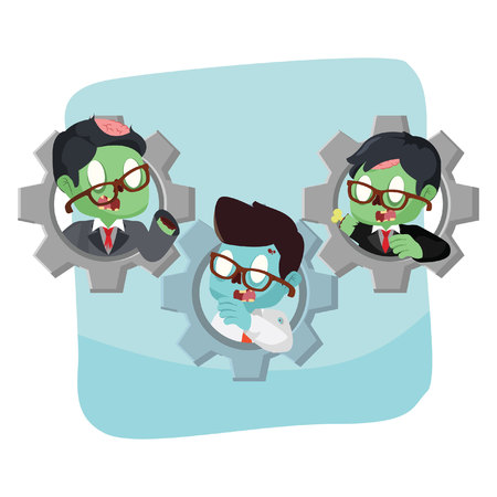 zombie businessman in gearのイラスト素材