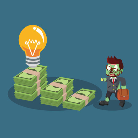 zombie businessman and money stairsのイラスト素材
