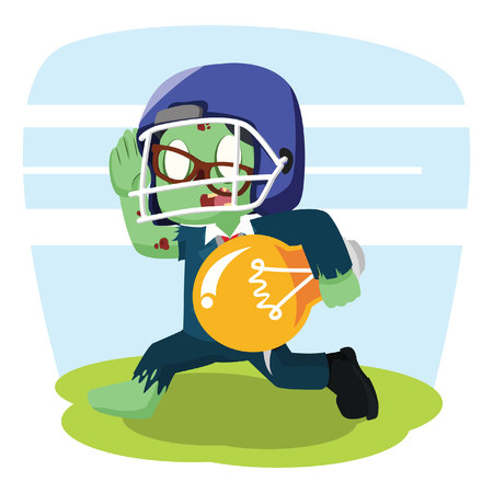 zombie businessman with football helmet carry bulbのイラスト素材