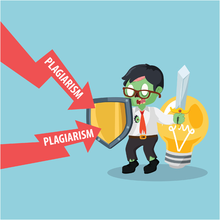 zombie businessman protecting his bulbのイラスト素材