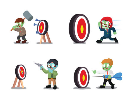 business zombie with the target cartoon setのイラスト素材