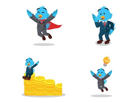 business bird cartoon setのイラスト素材