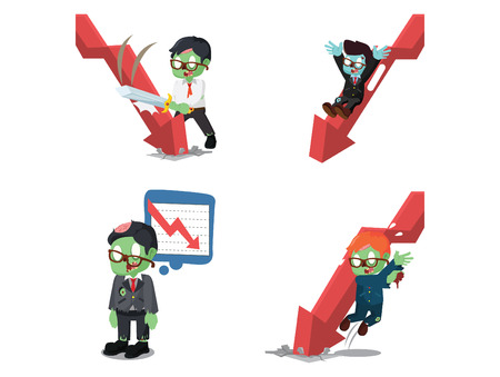 business zombie with down graphic cartoon setのイラスト素材