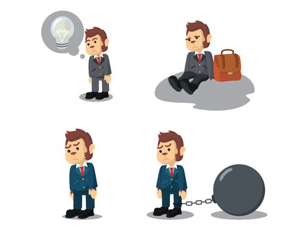 Business monkey tired cartoon set.のイラスト素材