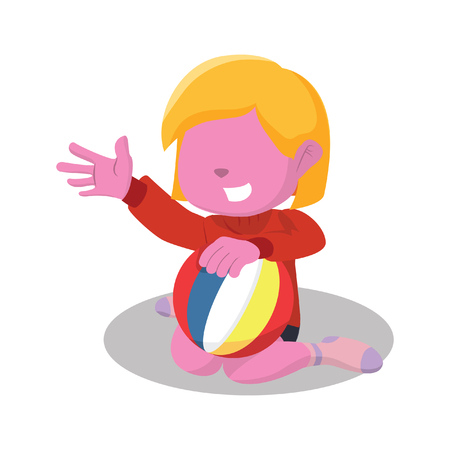 pink girl holding ballのイラスト素材