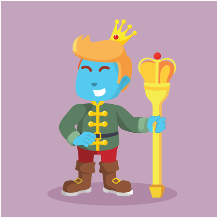 Blue prince holding wearing crownのイラスト素材