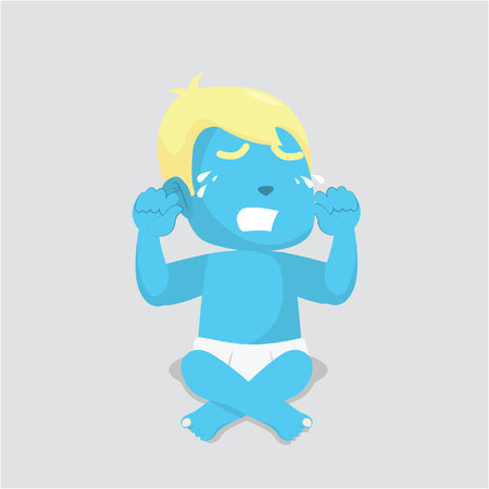 Blue baby boy crying.のイラスト素材