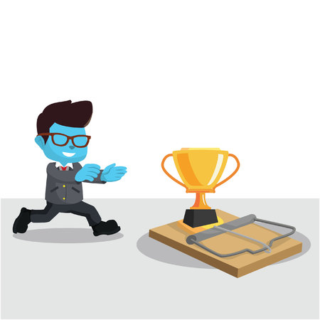 blue businessman running to trapのイラスト素材