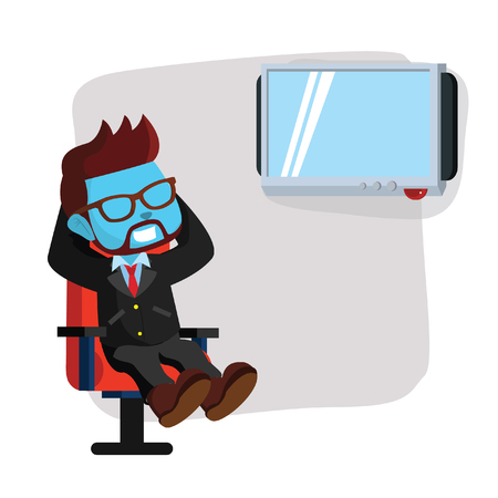 Blue businessman watching televisionâ stock illustrationのイラスト素材