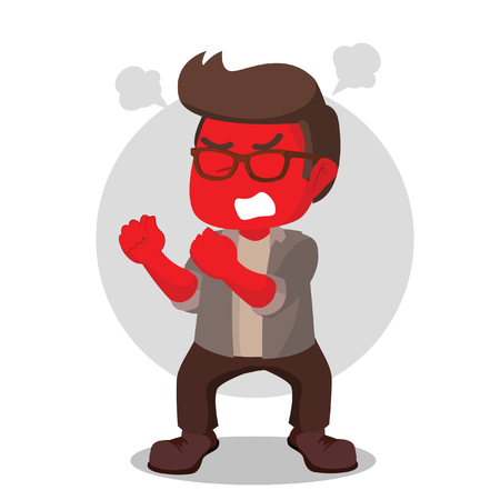 Angry red nerd illustration designâ stock illustrationのイラスト素材