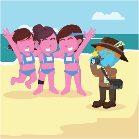 Volleyball team posing for photoâ stock illustrationのイラスト素材