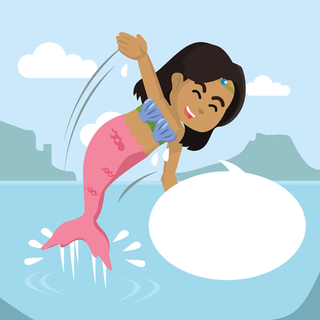 African mermaid girl jump out from water with calloutâ stock illustrationのイラスト素材