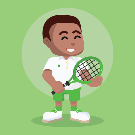 Tennis player standing pose illustration.のイラスト素材