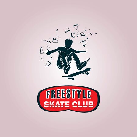 Skateboarding club logo design. freestyle skate club logo design. Freestyle logo skateboard logoのイラスト素材