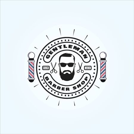 Vintage barber shop logo design. logotype for barber shop. Retro rustic barber shop template logoのイラスト素材