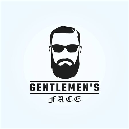 Gentleman face illustration vector design. Icon logo vector design a man's face. The gentleman logo designのイラスト素材