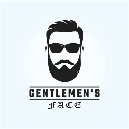Gentleman face illustration vector design. Icon logo vector design a man's face. The gentleman logo designのイラスト素材
