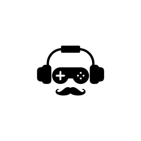 Head icon combination of earphones, joystick and mustacheのイラスト素材