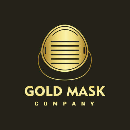 Vector illustration of a gold mask. Mask  template with gold color. Premium gold mask with black backgroundのイラスト素材