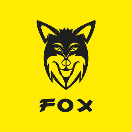 Fierce black wolf head logo. Ferocious wolf head logo symbolのイラスト素材