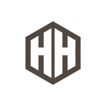 initial logo hh with pentagon shape, monogram logoのイラスト素材