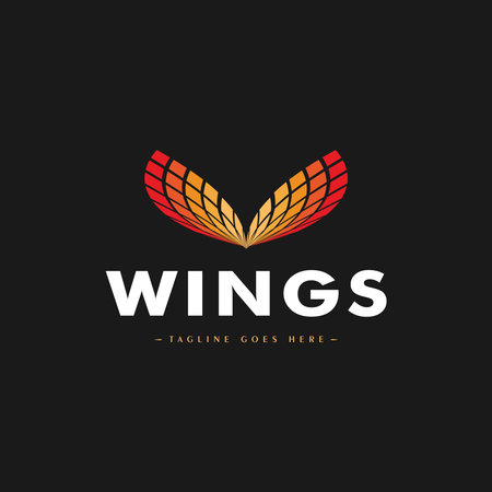 Elegant fire color abstract wings logo luxury feel ,Fire color gradient abstract wings logo design...