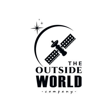 Space vector logo design concept, there are eclipses and satellites decorating the mysterious outside worldのイラスト素材