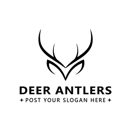 Elegant Antlered Symbol. The logo it presents an elegant and sharp illustration of deer antlers, evoking a sense of grace and power.のイラスト素材
