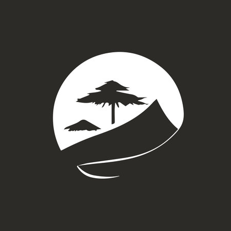 Simple vector silhouette design of natural scenery. This design is suitable for making paintings or tattoos, or as a symbol for a businessのイラスト素材