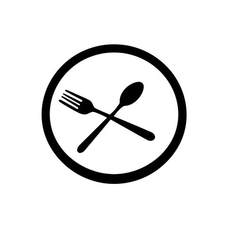 Simple yet elegant logo design featuring a fork and spoon, symbolizing food and dining.のイラスト素材