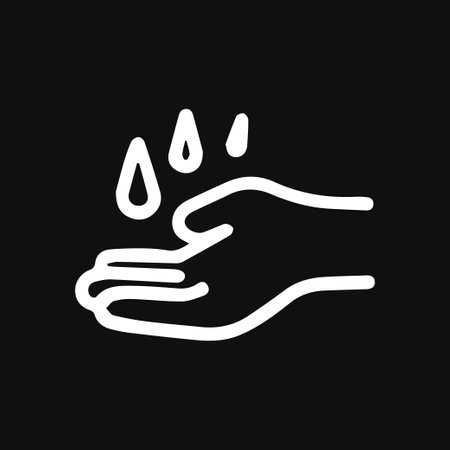 Simple illustration depicting handwashing with water droplets. Symbolizing hygiene and cleanliness for health and safety practices.のイラスト素材