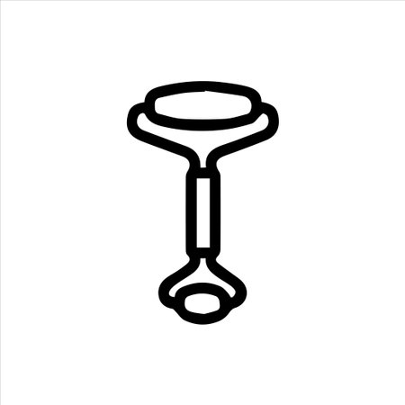 A sleek black line art icon depicting a dual-headed face roller, ideal for beauty, massage, and lymphatic drainage routines, symbolizing modern self-care and skincare tools.のイラスト素材