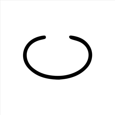 A minimalist vector illustration featuring a thick black open circular or C-shaped line against a clean white background, ideal for icons, logos, or graphic design elements representing incompleteness, flow, or connection.のイラスト素材